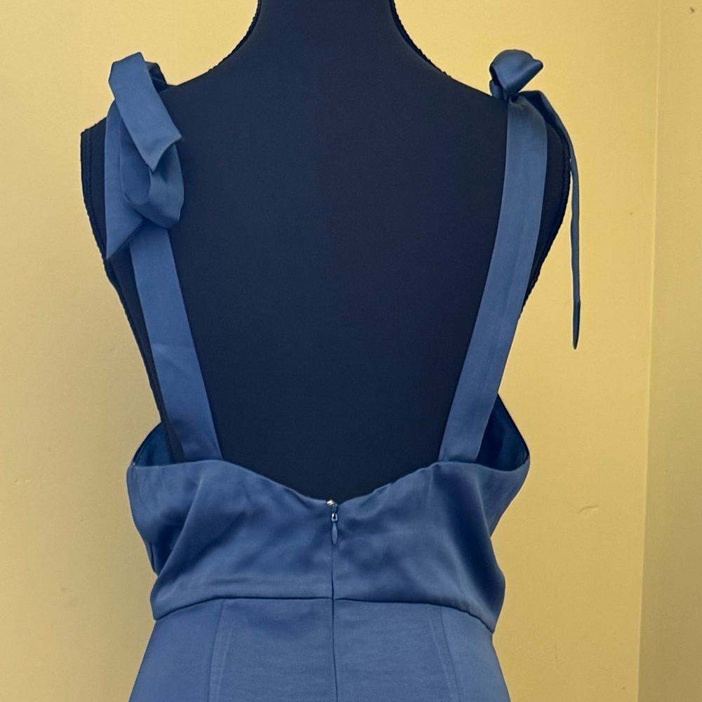 Lulus Effortless Sophistication Navy Blue Satin Tie-Strap Long Maxi Dress,Size S - Picture 12 of 16